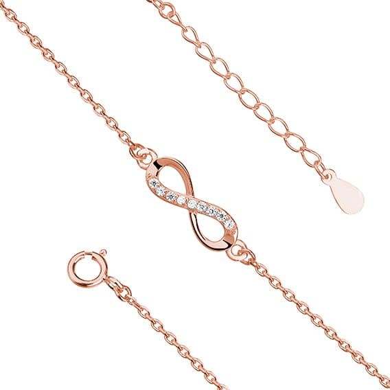 Bransoletka srebro 925 nieskończoność cyrkonie rosegold Z1107B_RG