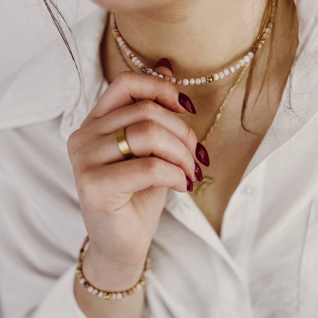 Naszyjnik Manoki choker z różowymi opalami WA770GO