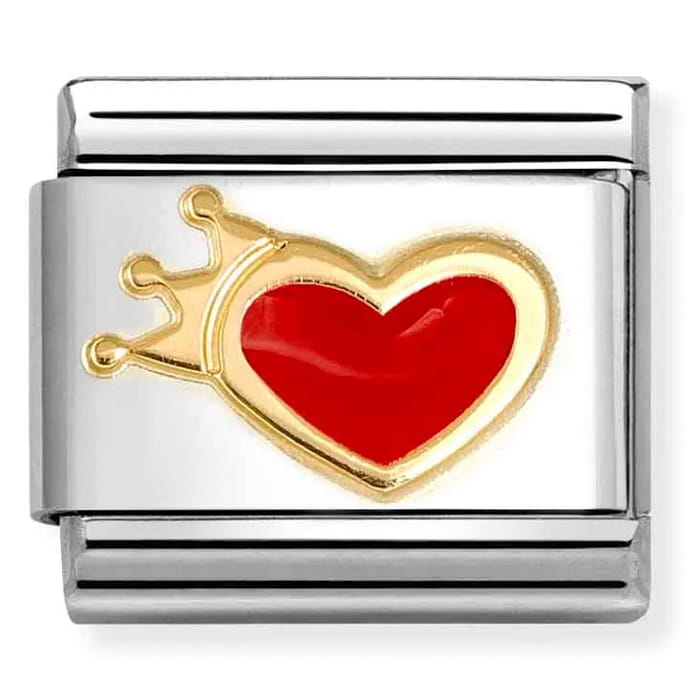 Nomination Element 18K Czerwone serce z koroną Gold