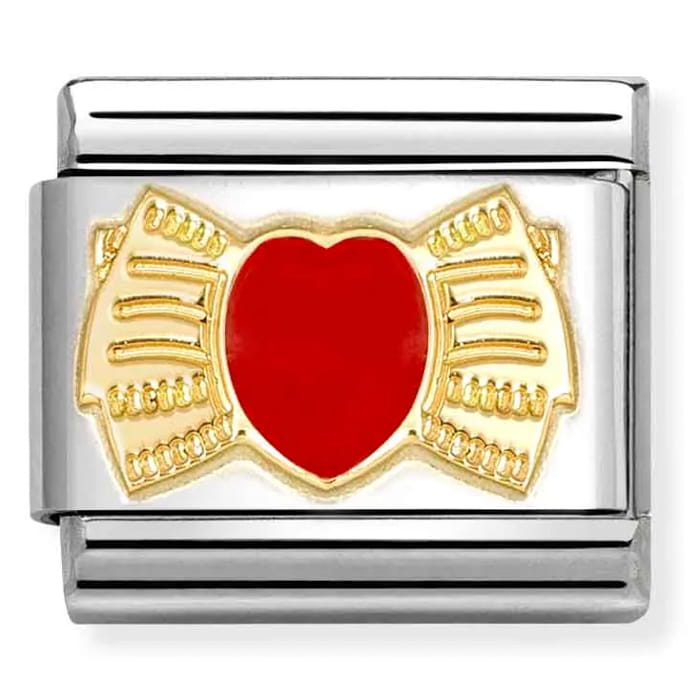 Nomination Element 18K Czerwone serce z kokardką Gold