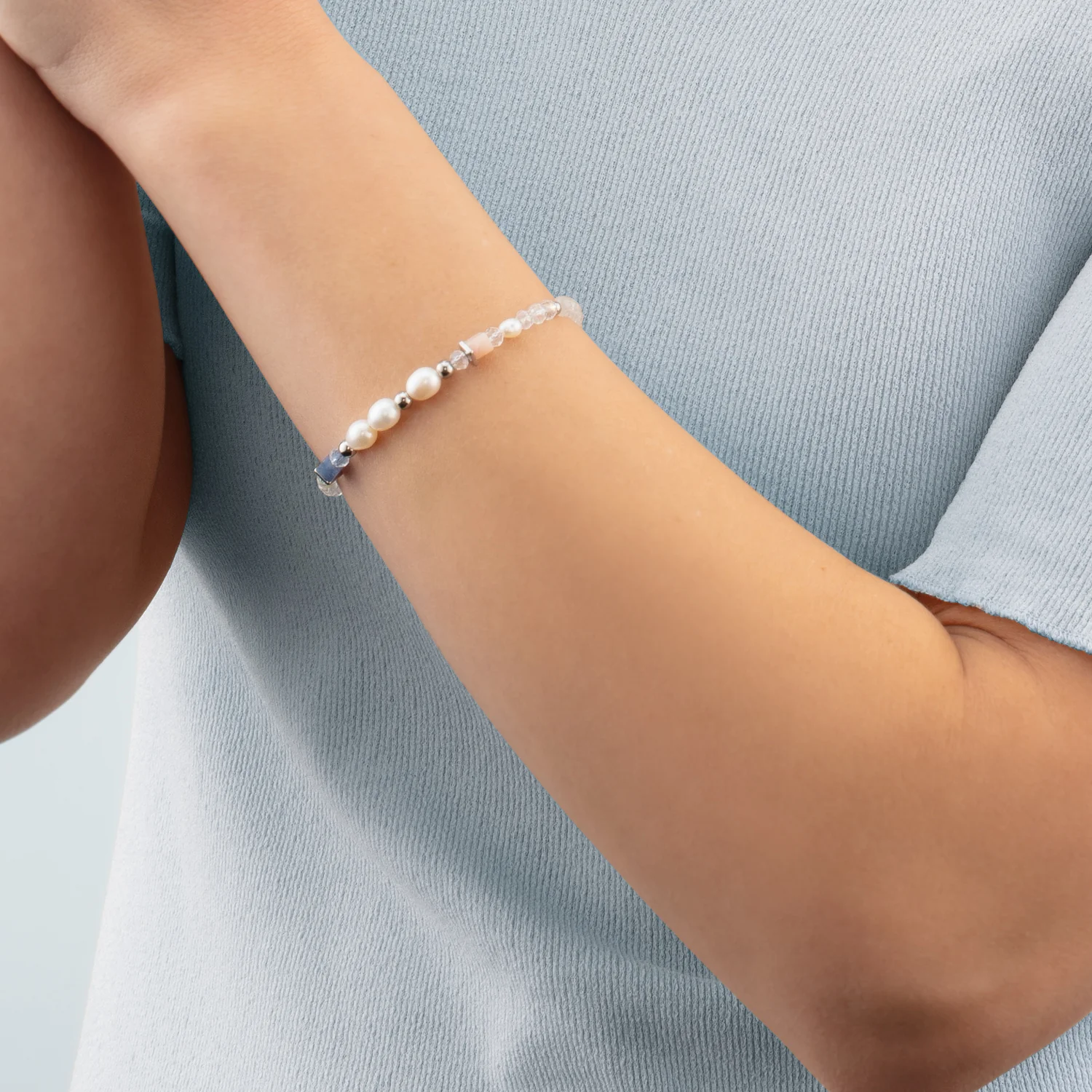 Bransoletka Coeur de Lion Cosmic Pearls pastelowa/srebrna