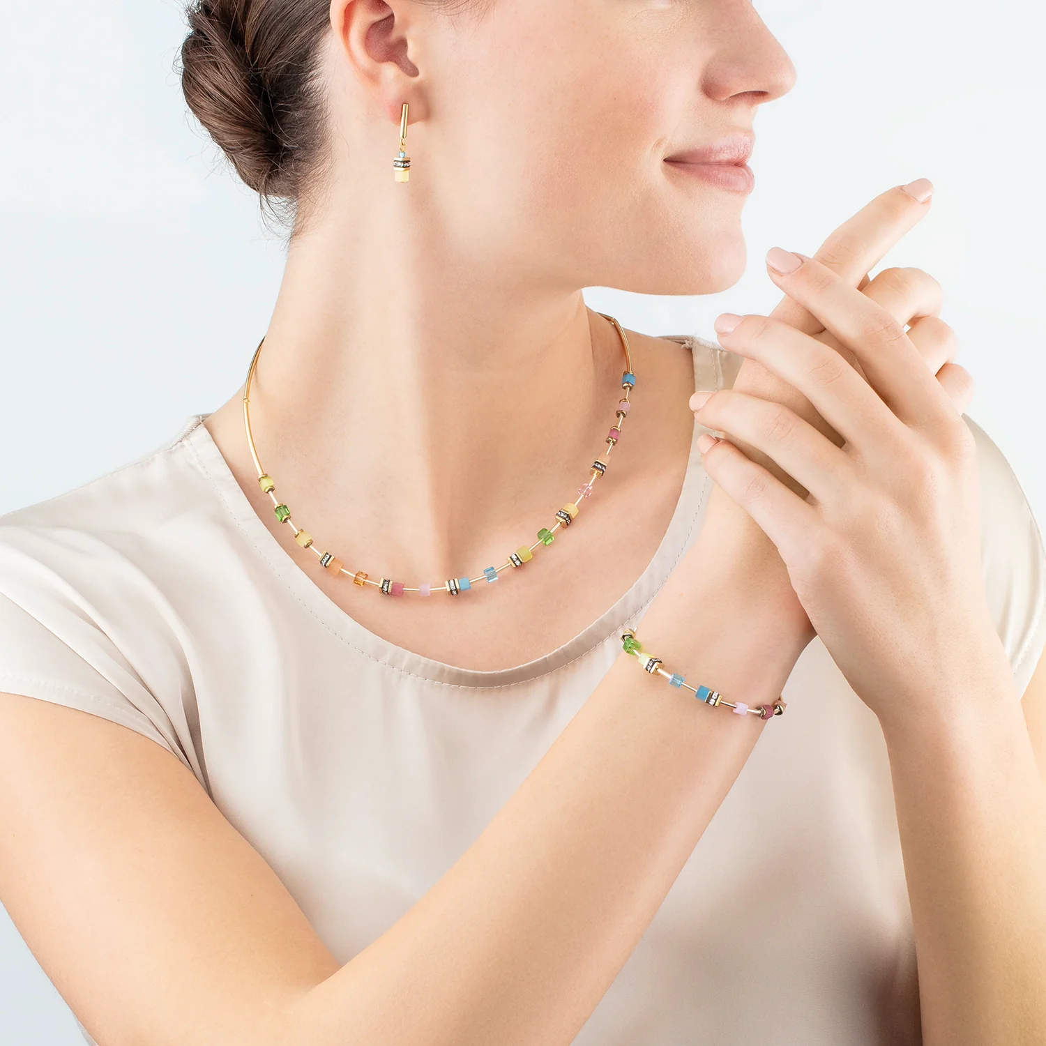 Bransoletka Coeur de Lion Lite Mini tęczowa/złota