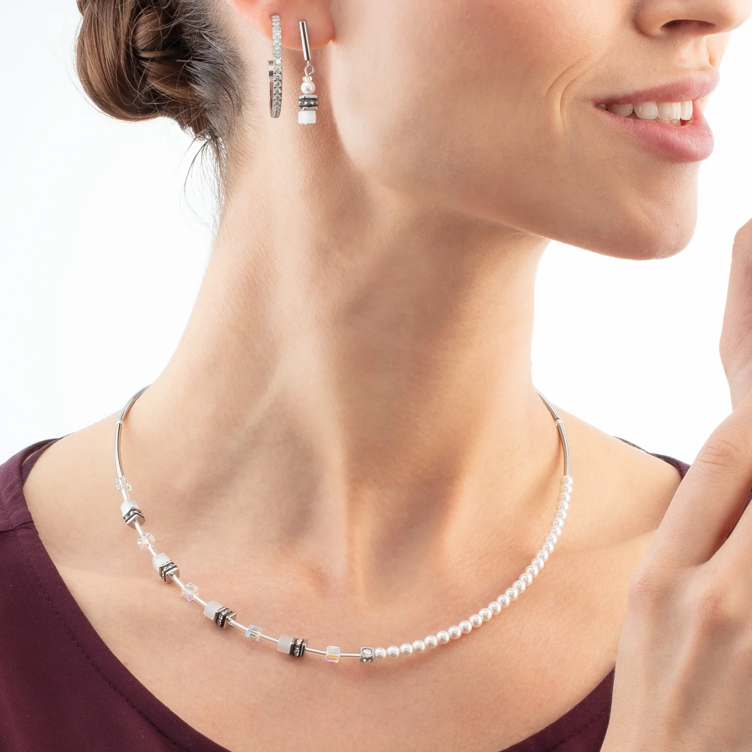 Naszyjnik Coeur de Lion Mini Fusion perły/srebrny