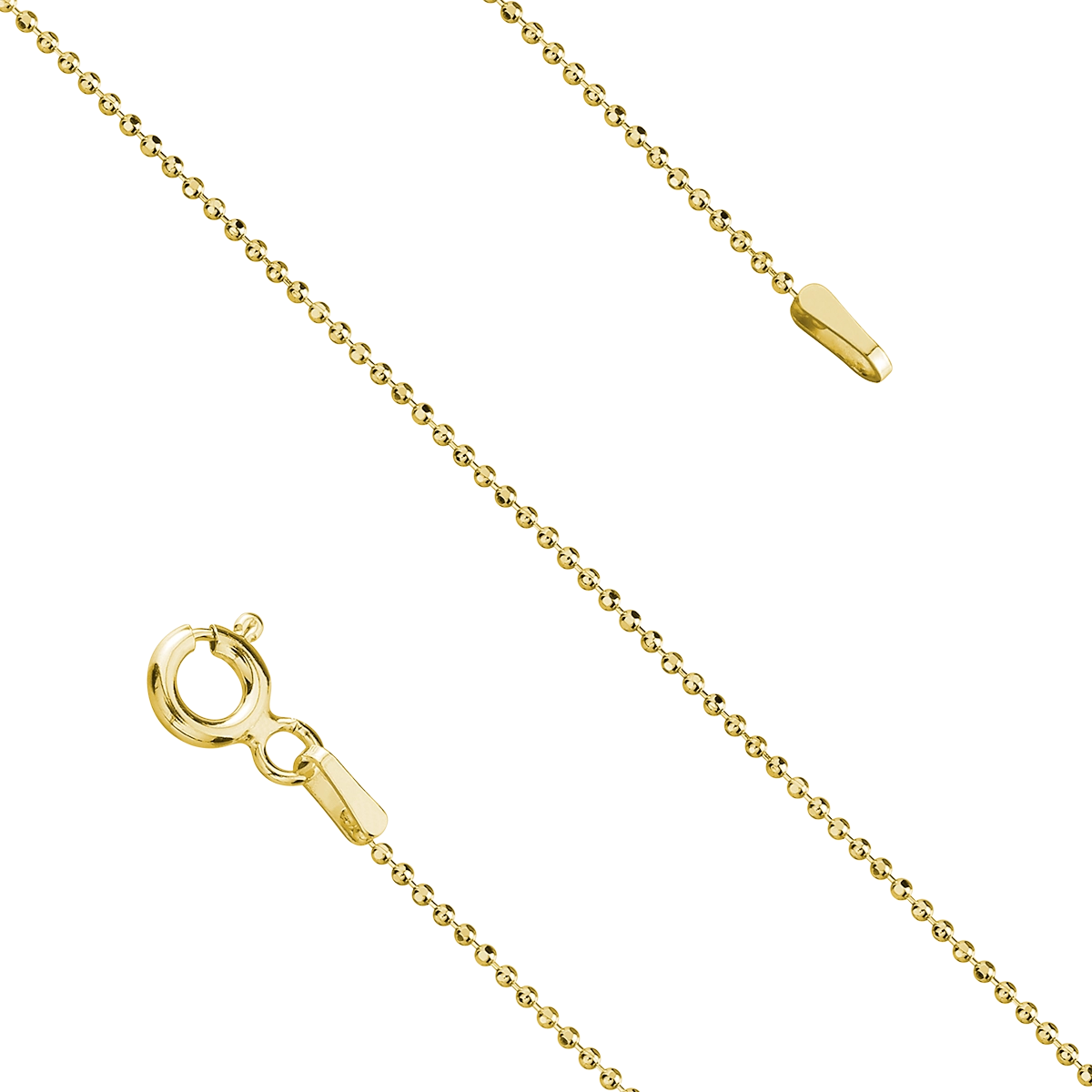 Łańcuszek srebro 925 50 cm kulki złoty