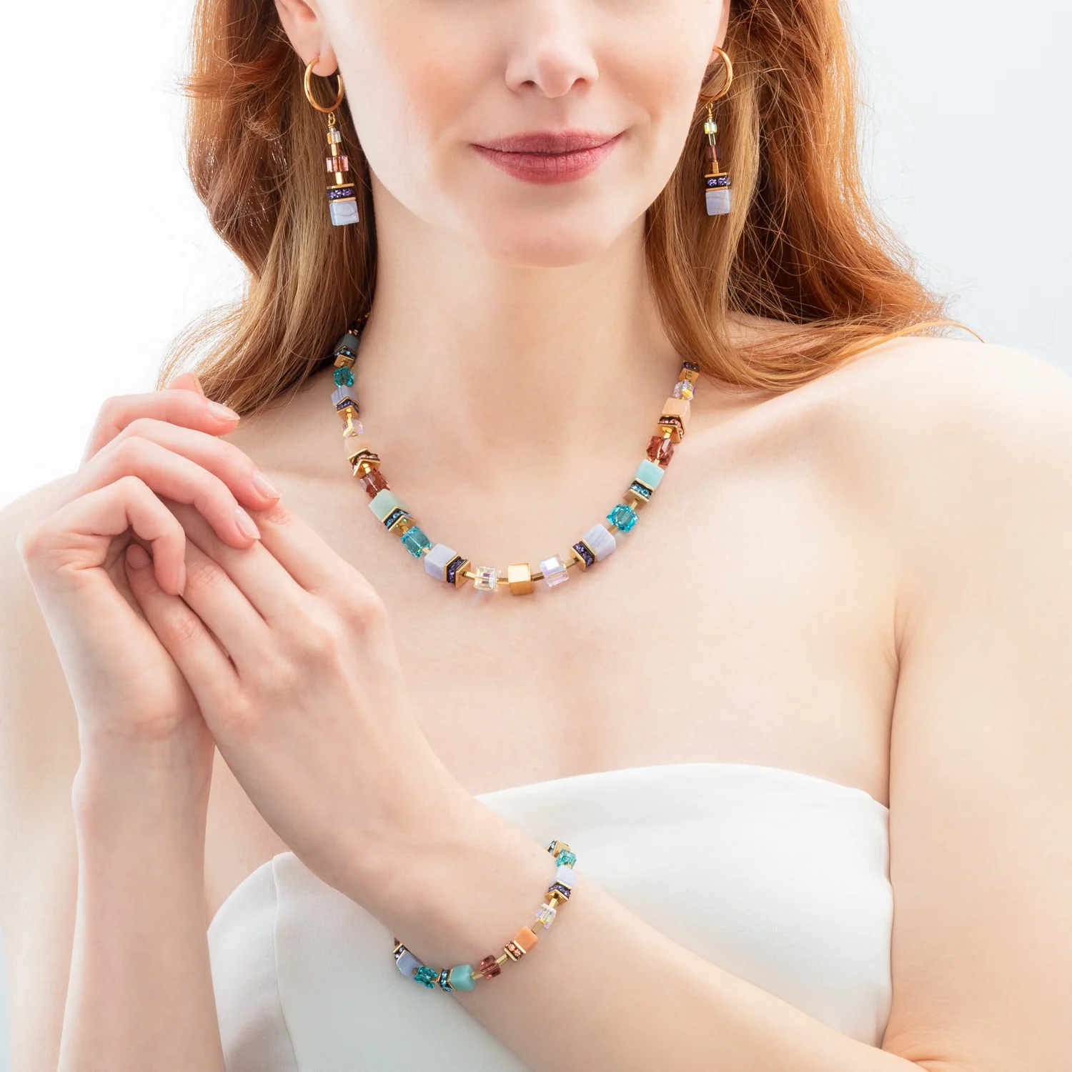 Bransoletka Coeur de Lion GeoCUBE® Precious Statement turkus/brąz/złota