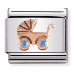 Nomination Element 9K Wózek z Niebieskimi Cyrkoniami Rose Gold